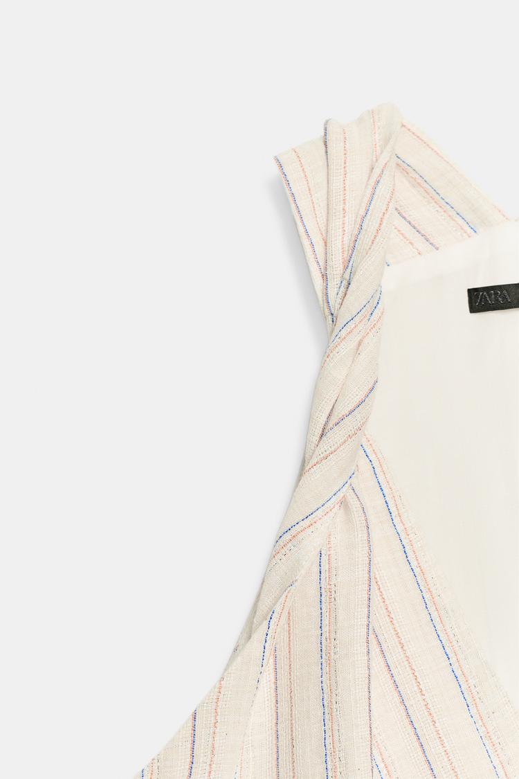 ROBE LONGUE À RAYURES ET FIL MÉTALLISÉ