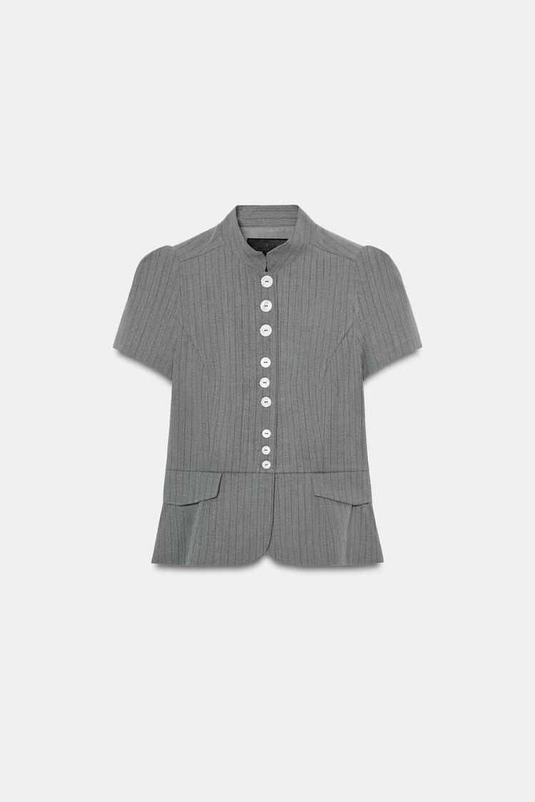 PINSTRIPE TOP WITH BUTTONS