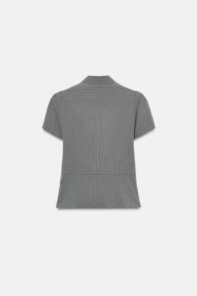 PINSTRIPE TOP WITH BUTTONS