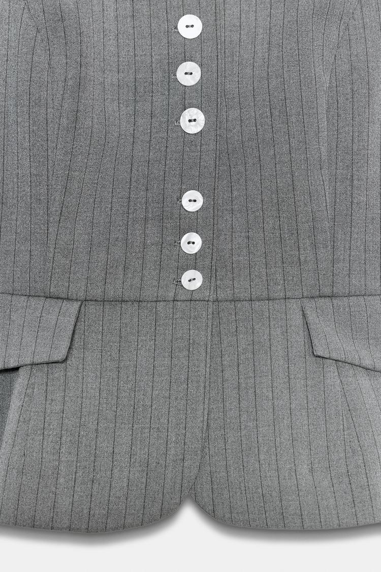 PINSTRIPE TOP WITH BUTTONS