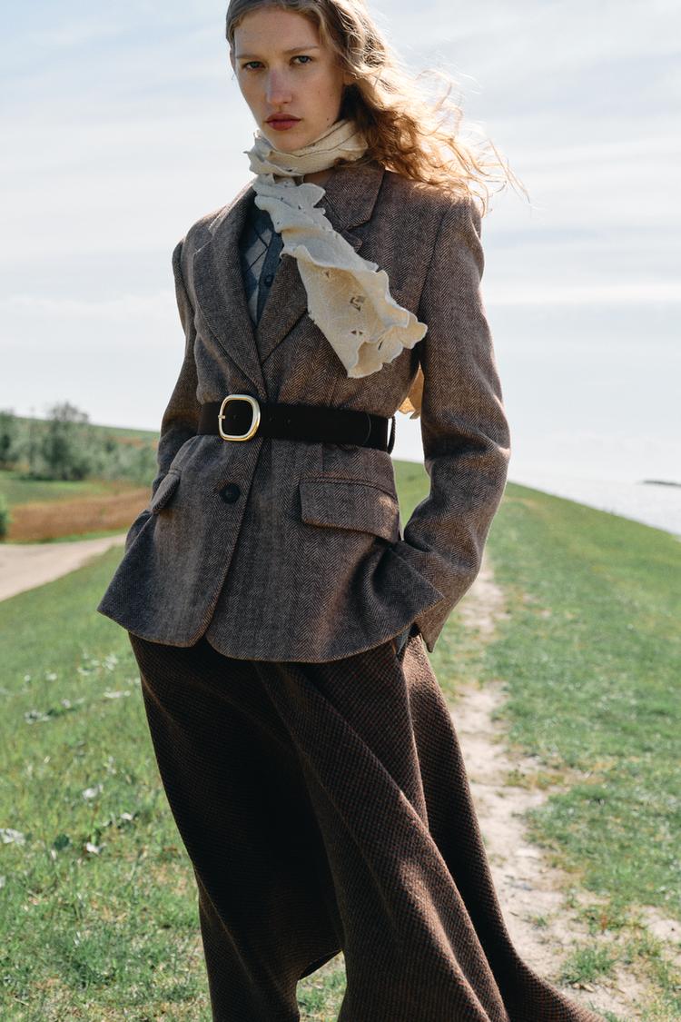 BLAZER À CHEVRONS SANS CEINTURE
