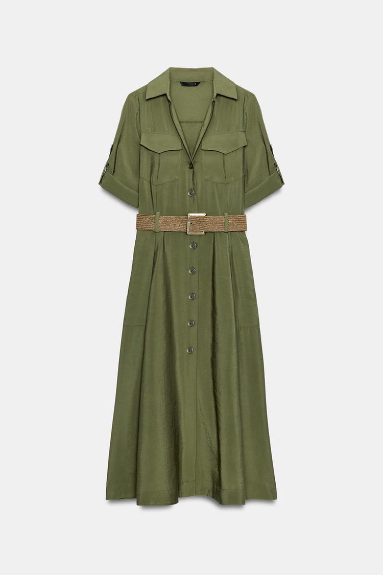 ROBE MI-LONGUE CHEMISE AVEC CEINTURE