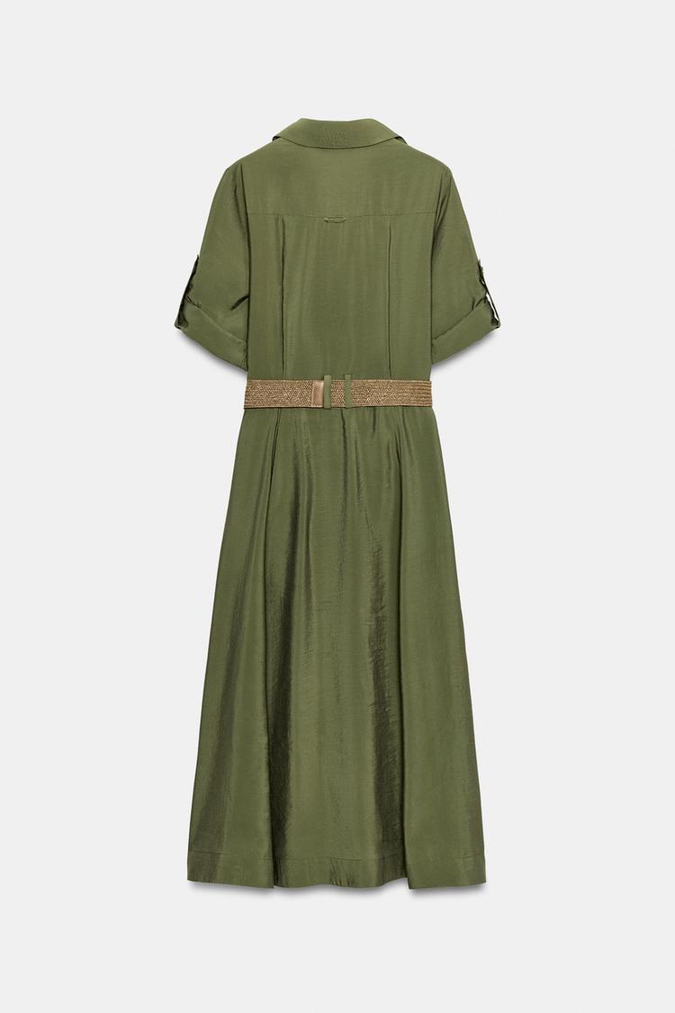 ROBE MI-LONGUE CHEMISE AVEC CEINTURE