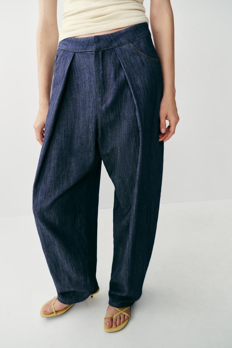PANTALON À PLIS AVEC LIN