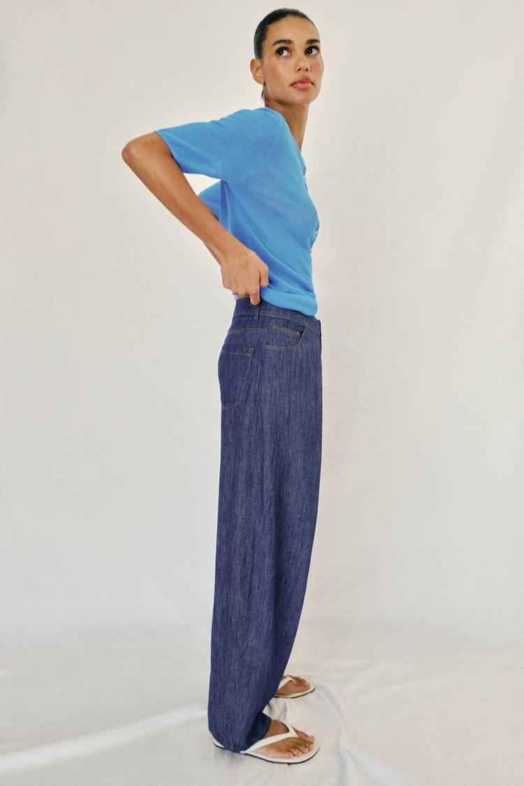 PANTALON À PLIS AVEC LIN