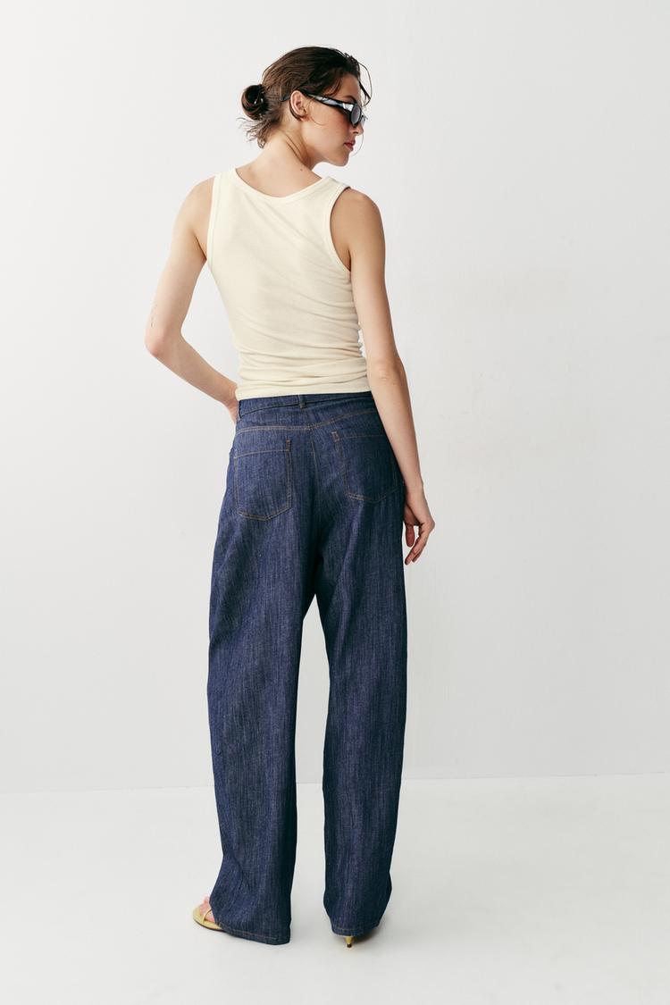 PANTALON À PLIS AVEC LIN