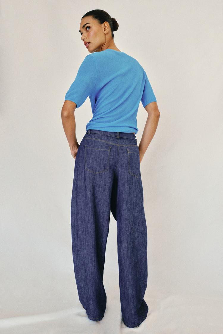 PANTALON À PLIS AVEC LIN