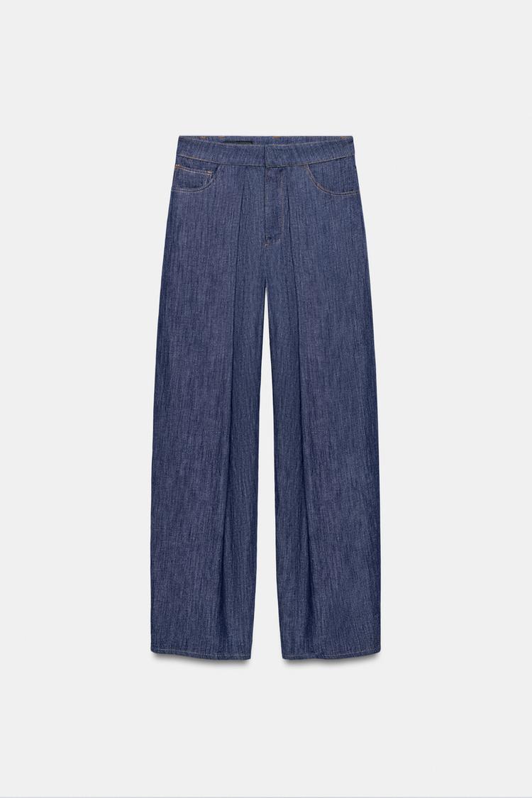 PANTALON À PLIS AVEC LIN
