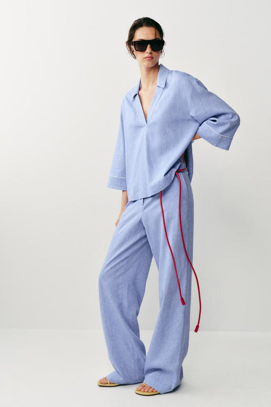 PANTALON LIN DÉTAIL LISERÉS