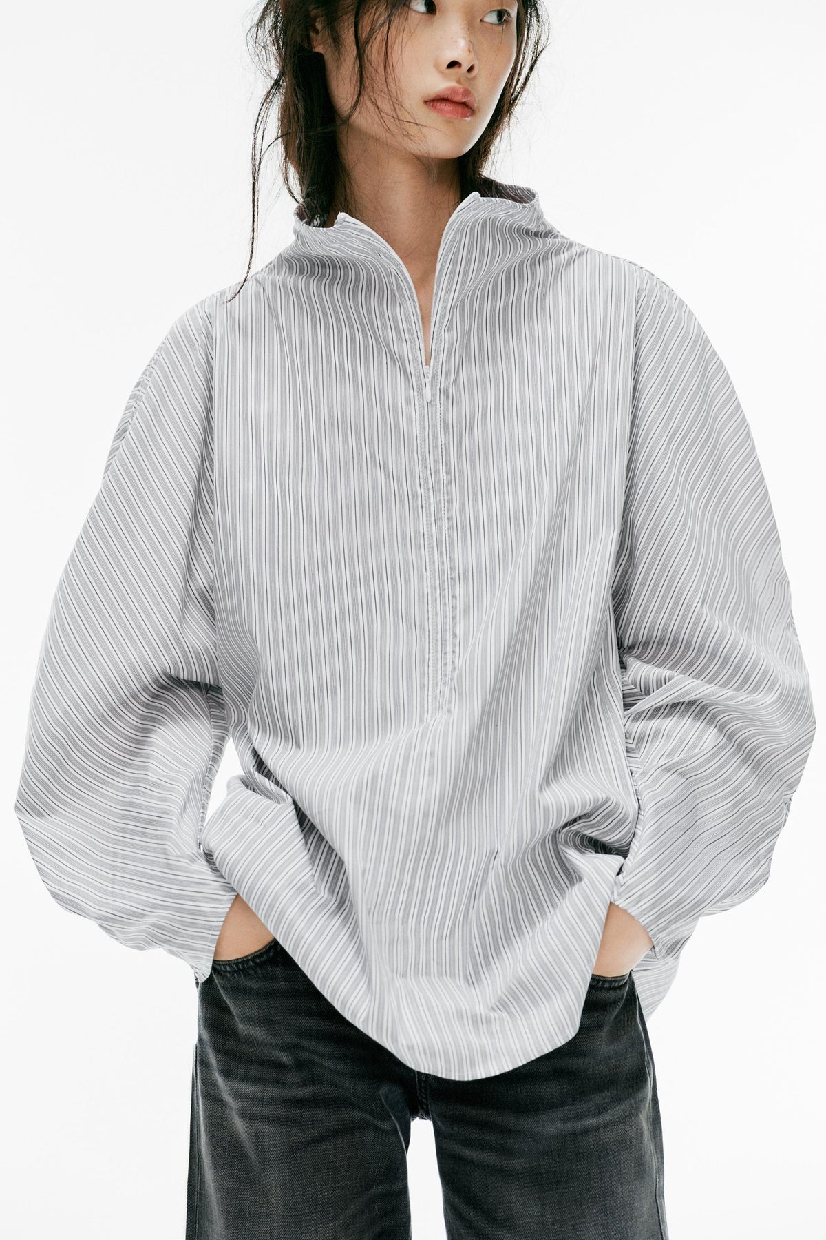 CHEMISE POPELINE RAYURES VOLUME