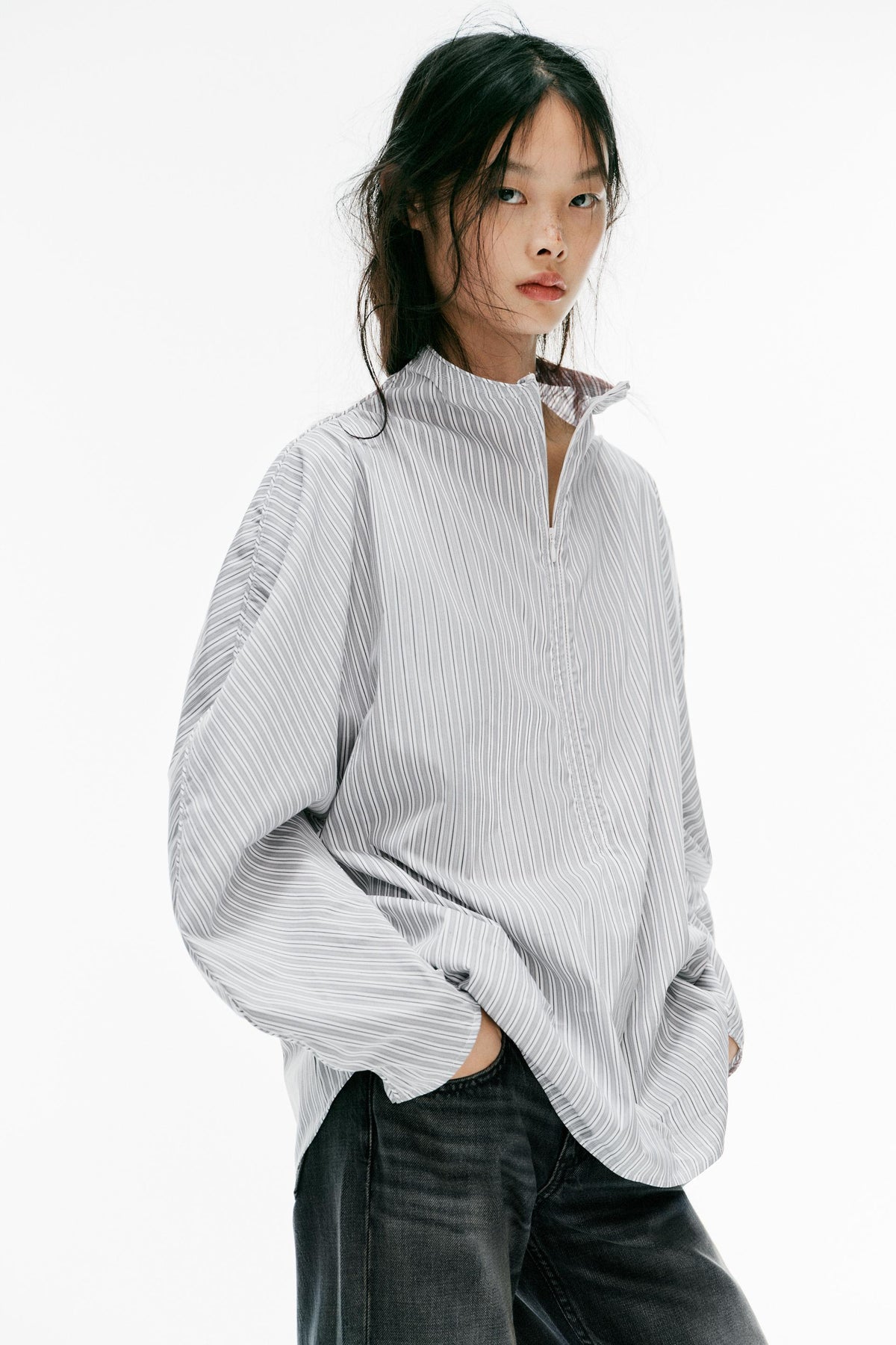 CHEMISE POPELINE RAYURES VOLUME