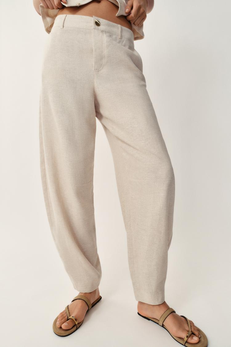 PANTALON BARREL AVEC LIN