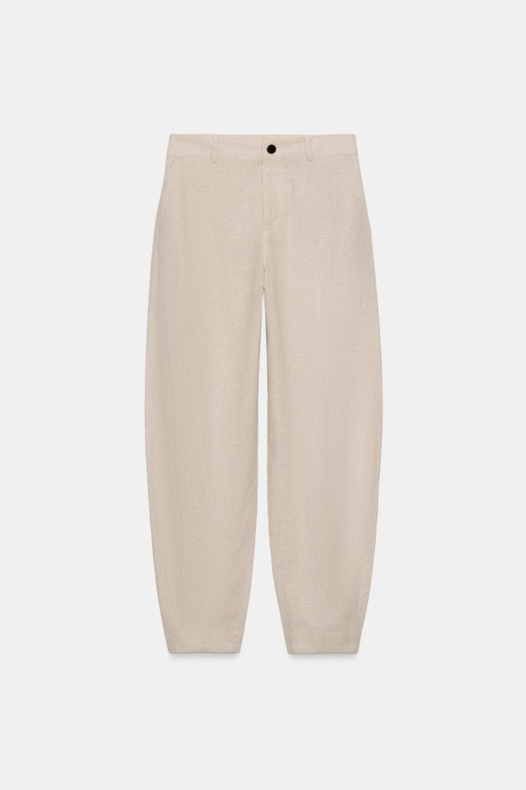 PANTALON BARREL AVEC LIN