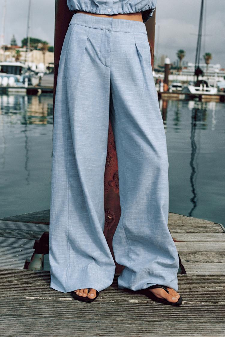 PANTALON LARGE AVEC LIN