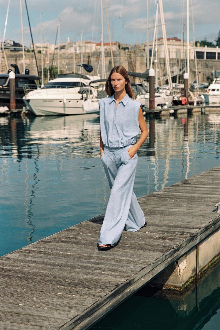 PANTALON LARGE AVEC LIN
