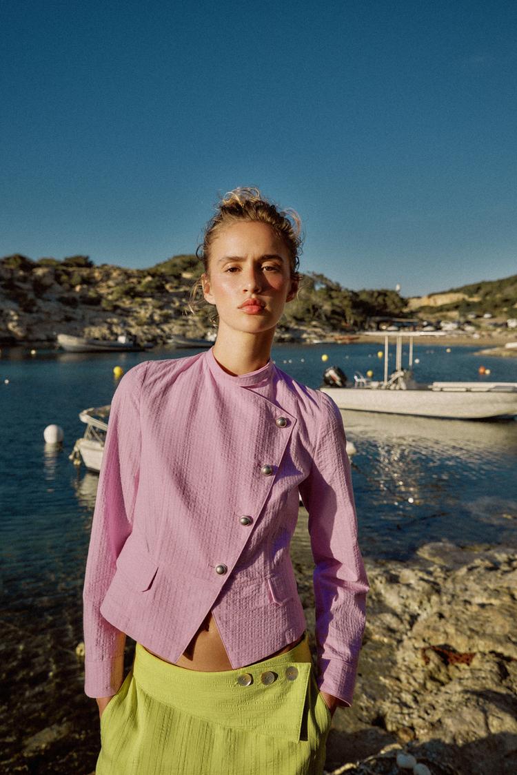 VESTE À BOUTONNAGE CROISÉ 100% COTON