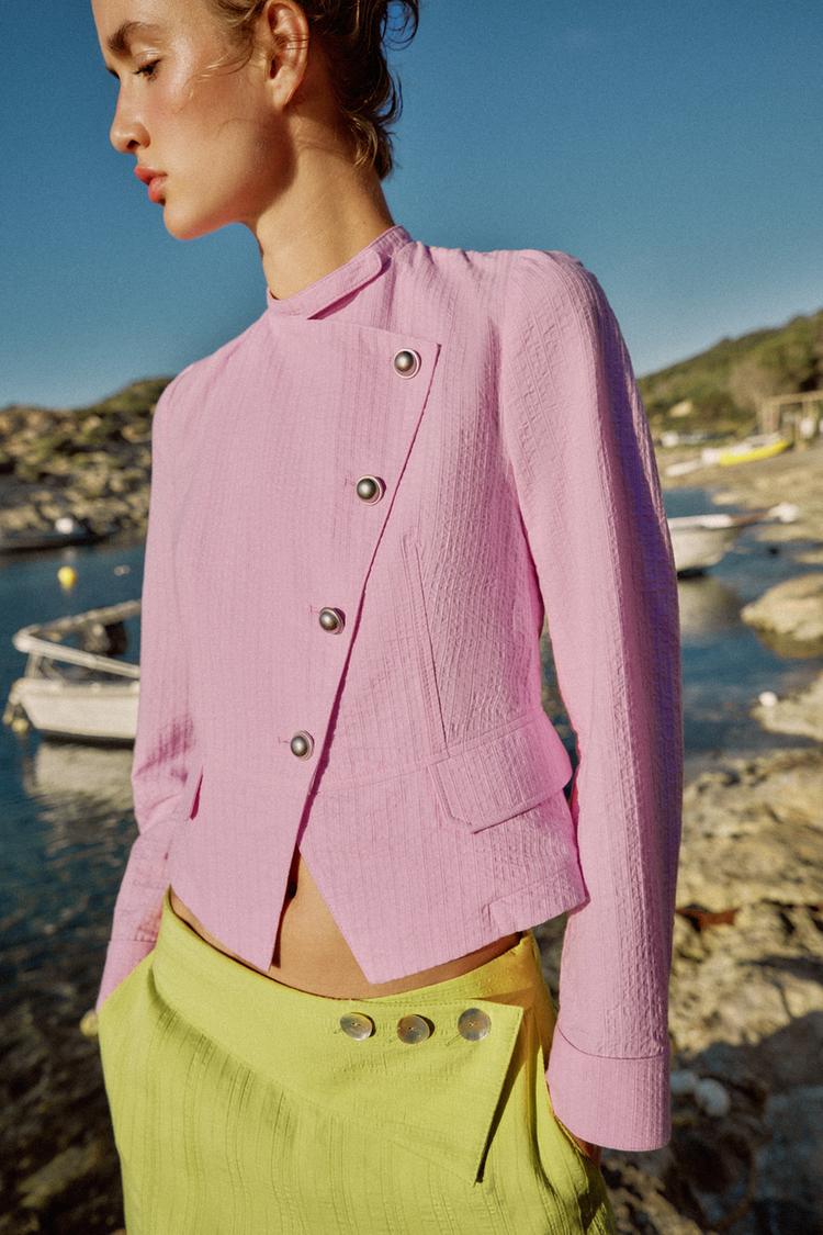 VESTE À BOUTONNAGE CROISÉ 100% COTON