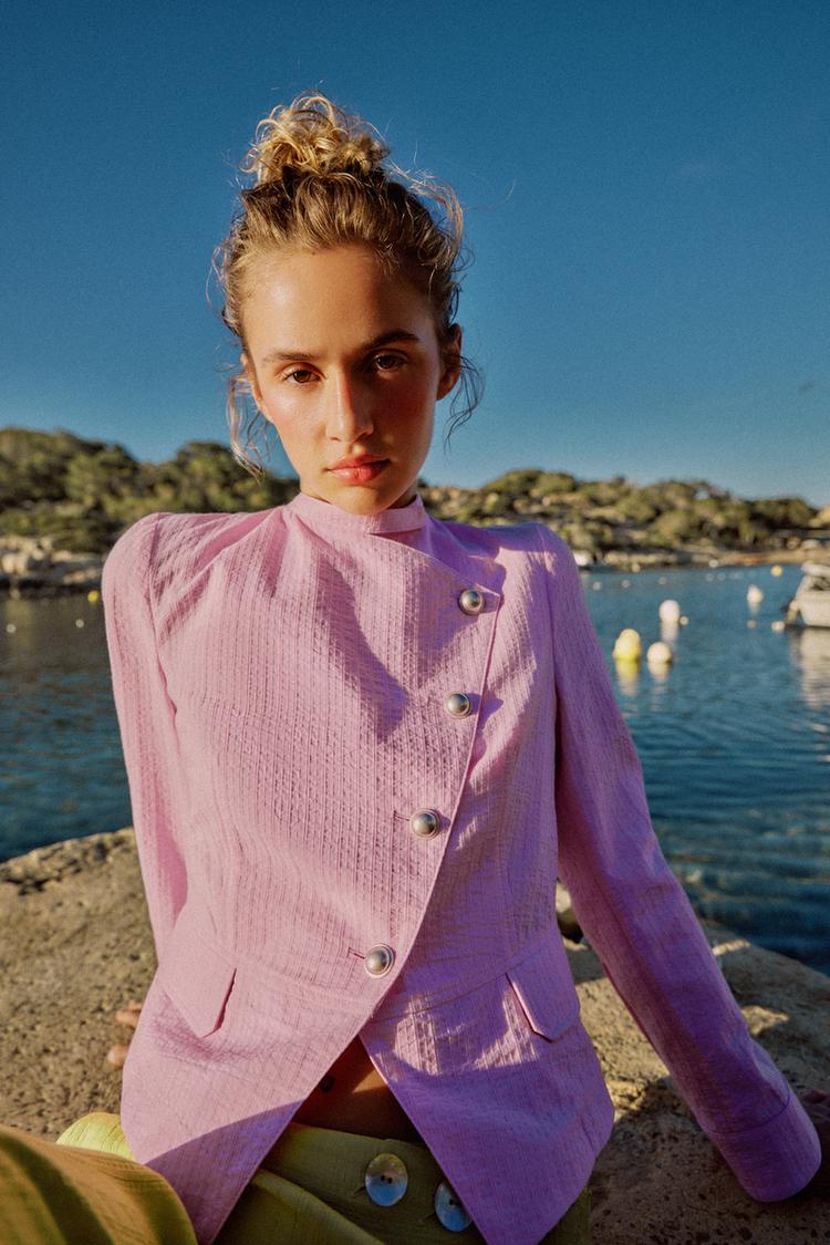 VESTE À BOUTONNAGE CROISÉ 100% COTON