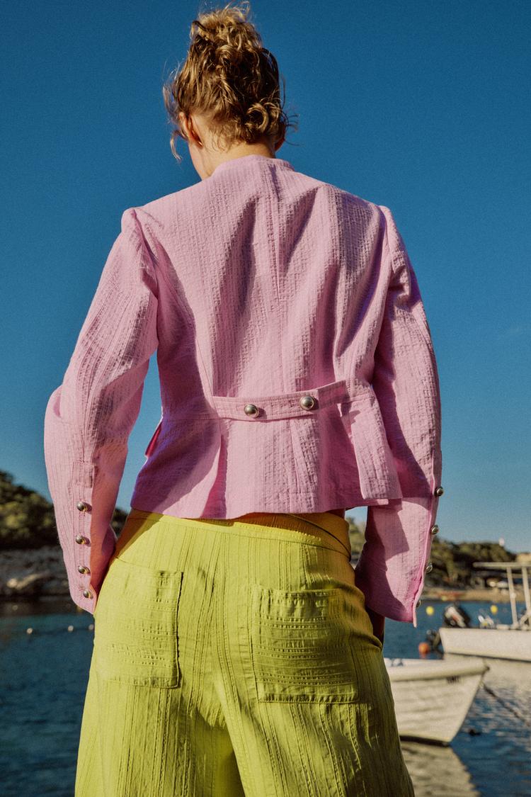 VESTE À BOUTONNAGE CROISÉ 100% COTON