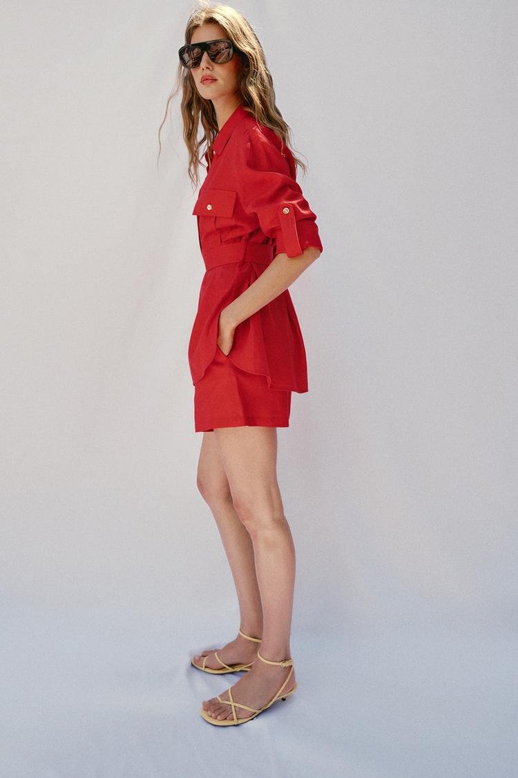 VESTE SAHARIENNE EN LIN AVEC CEINTURE