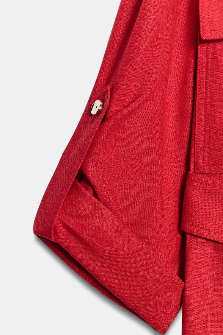 VESTE SAHARIENNE EN LIN AVEC CEINTURE