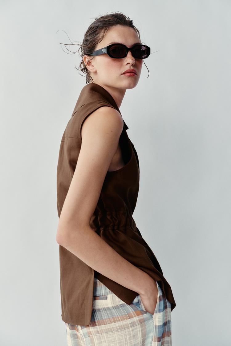 PANTALON BOUFFANT À LACETS ET CARREAUX