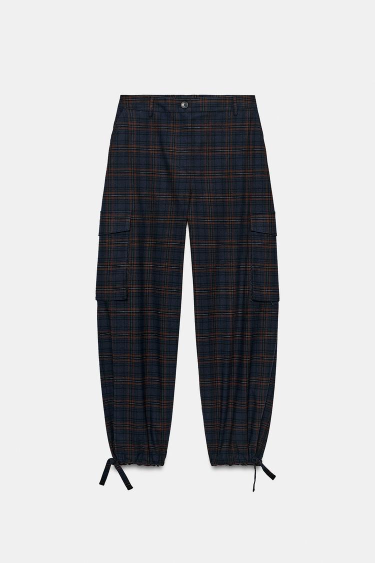 CHECK CARGO TROUSERS