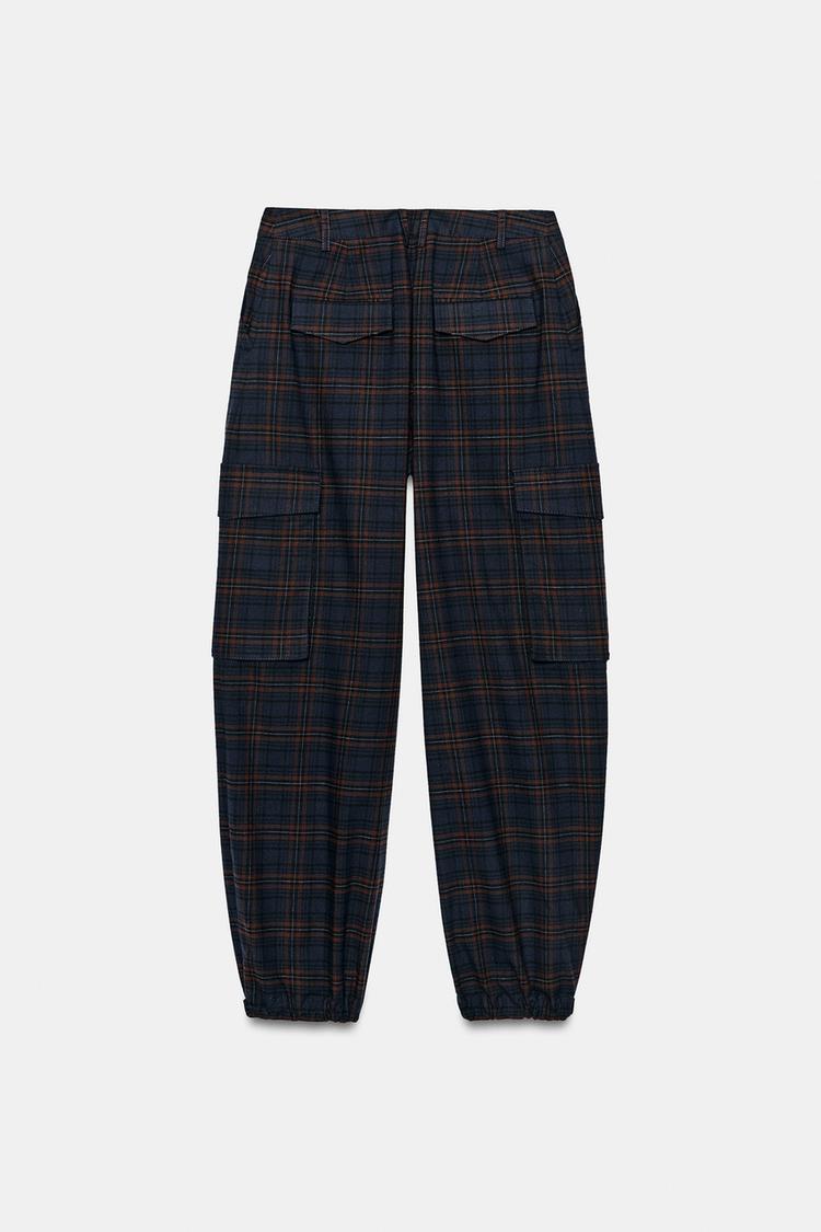 CHECK CARGO TROUSERS