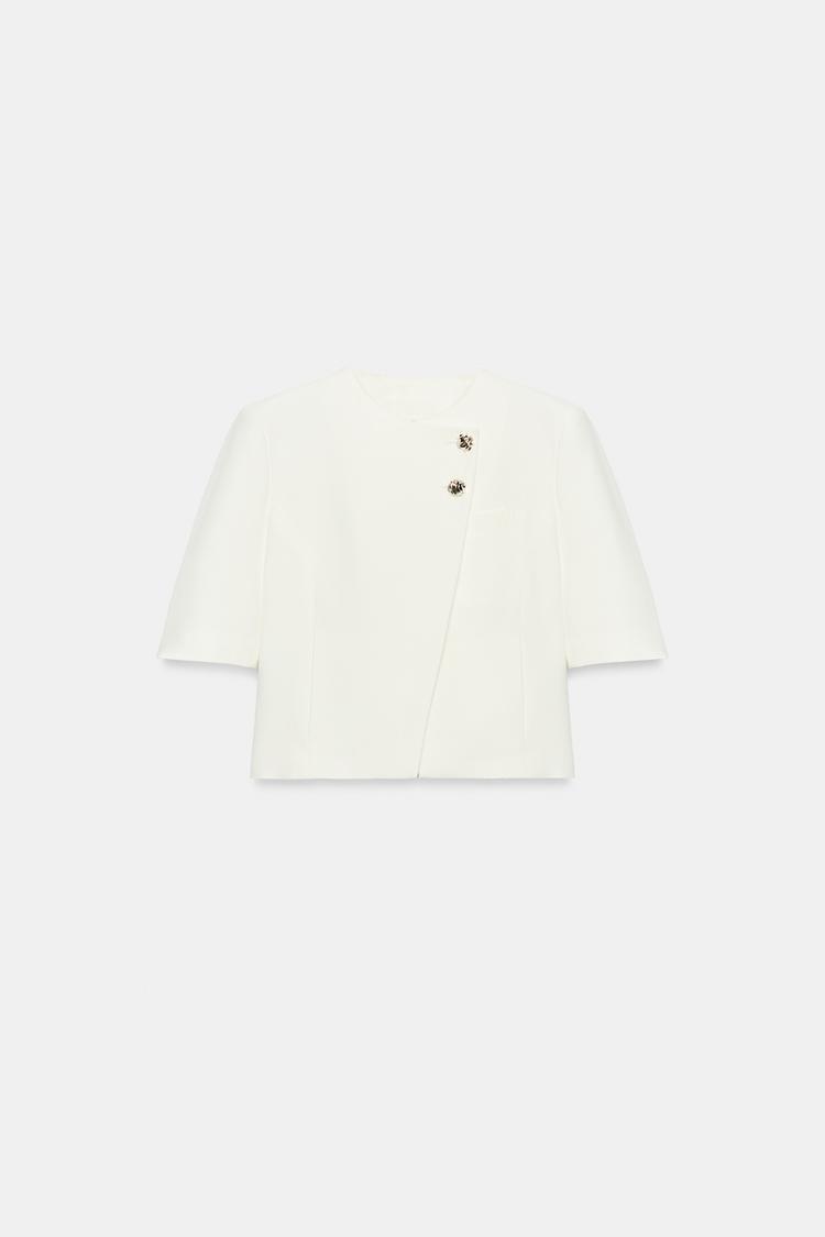 VESTE À MANCHES COURTES ET ÉPAULETTES