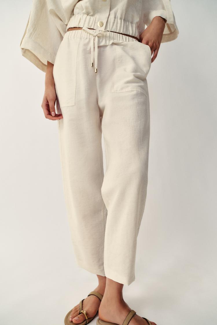 ENSEMBLE BLOUSE SAFARI À MANCHES RETROUSSÉES | PANTALON À TAILLE ÉLASTIQUE