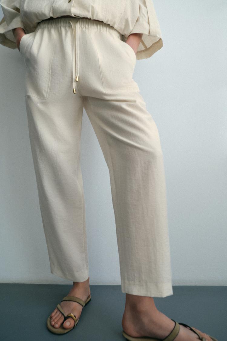 ENSEMBLE BLOUSE SAFARI À MANCHES RETROUSSÉES | PANTALON À TAILLE ÉLASTIQUE