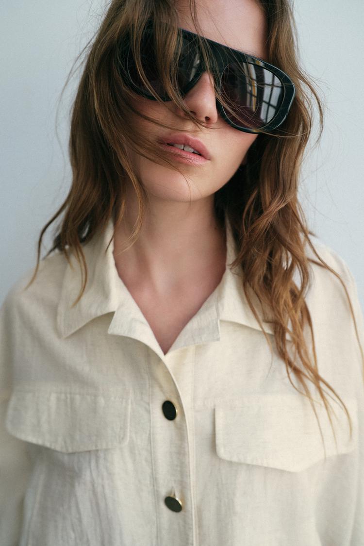 ENSEMBLE BLOUSE SAFARI À MANCHES RETROUSSÉES | PANTALON À TAILLE ÉLASTIQUE