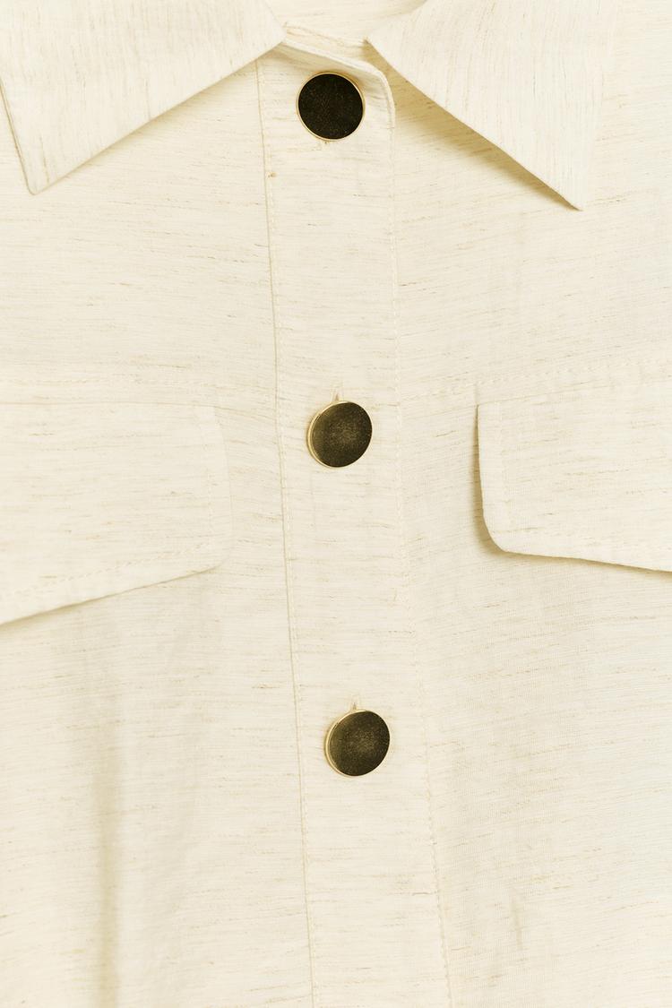 ENSEMBLE BLOUSE SAFARI À MANCHES RETROUSSÉES | PANTALON À TAILLE ÉLASTIQUE