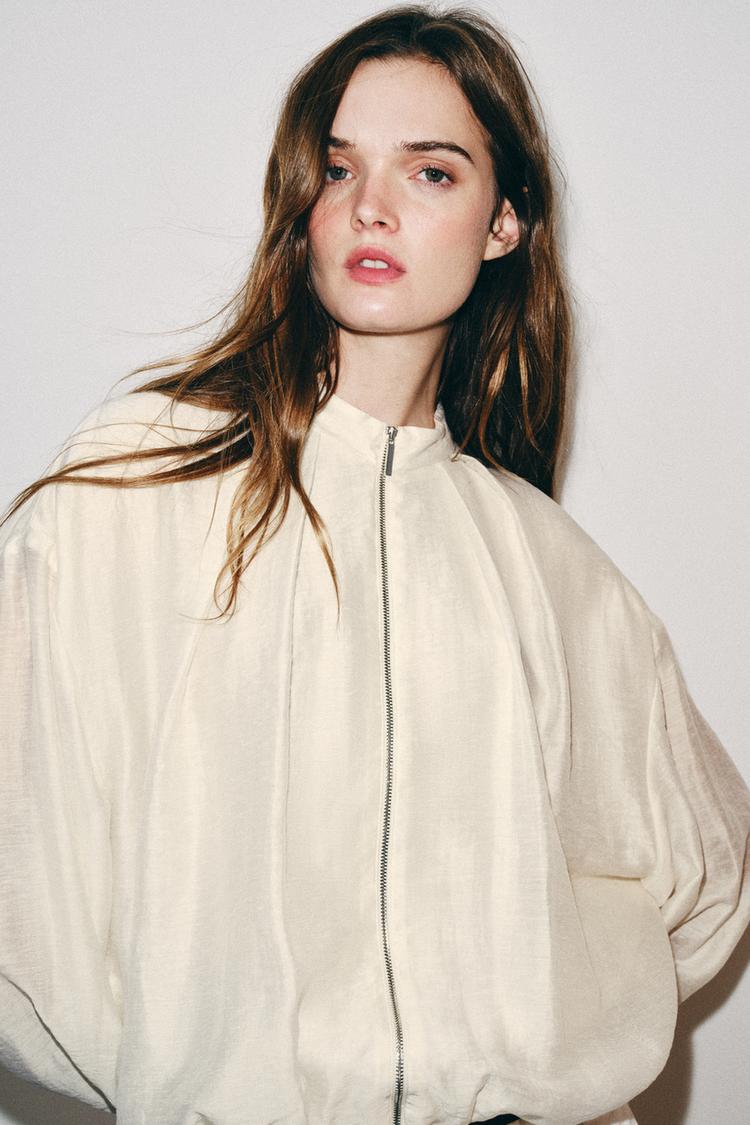 BLOUSON BOMBER À PLIS