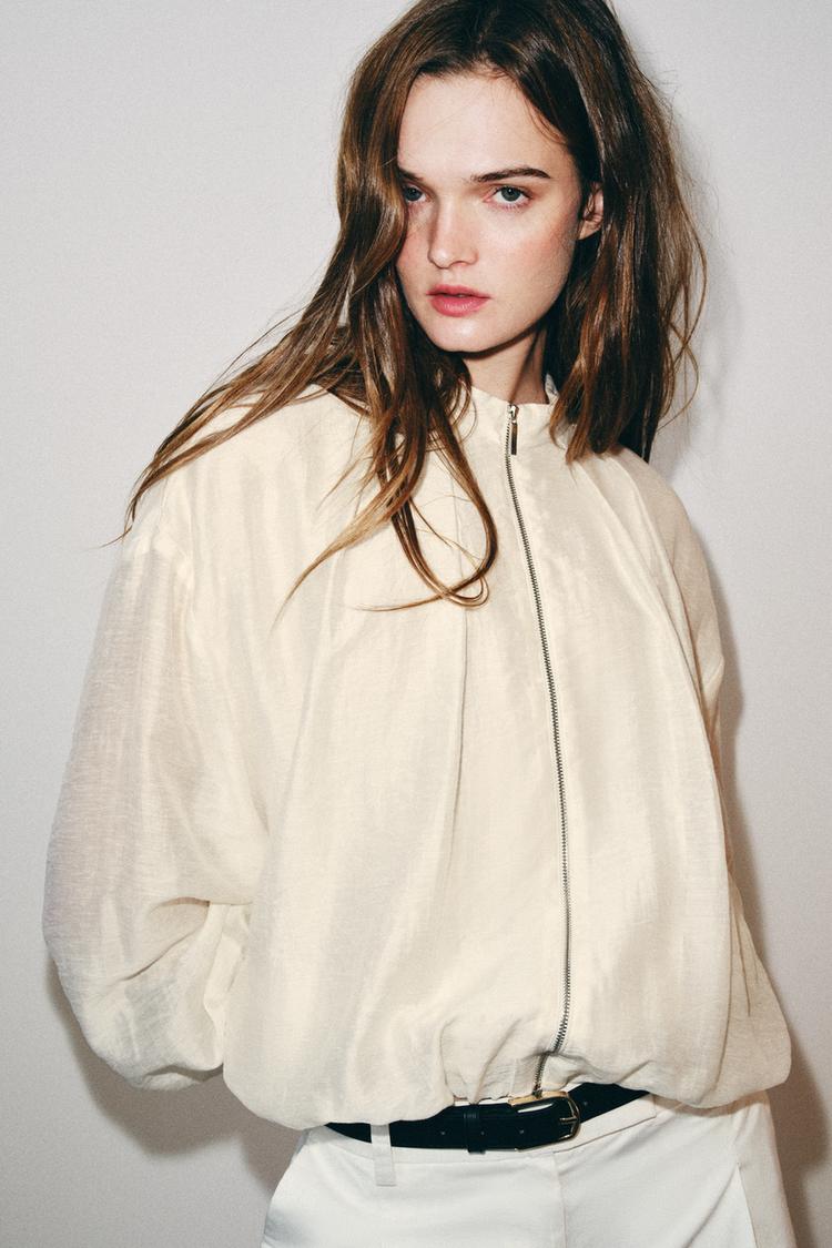 BLOUSON BOMBER À PLIS