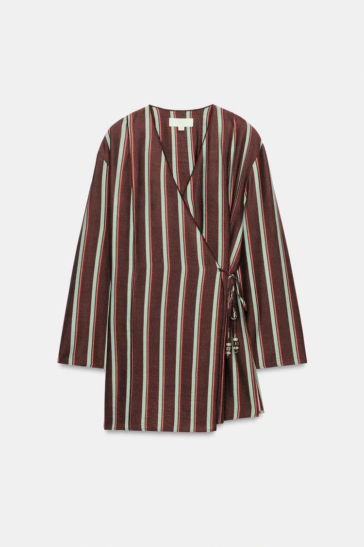 ENSEMBLE VESTE CROISÉE | PANTALON LARGE À RAYURES