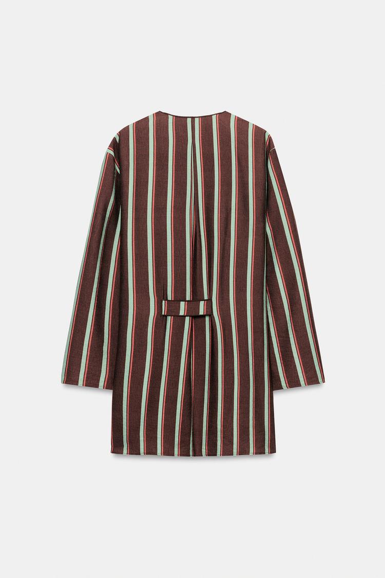 ENSEMBLE VESTE CROISÉE | PANTALON LARGE À RAYURES