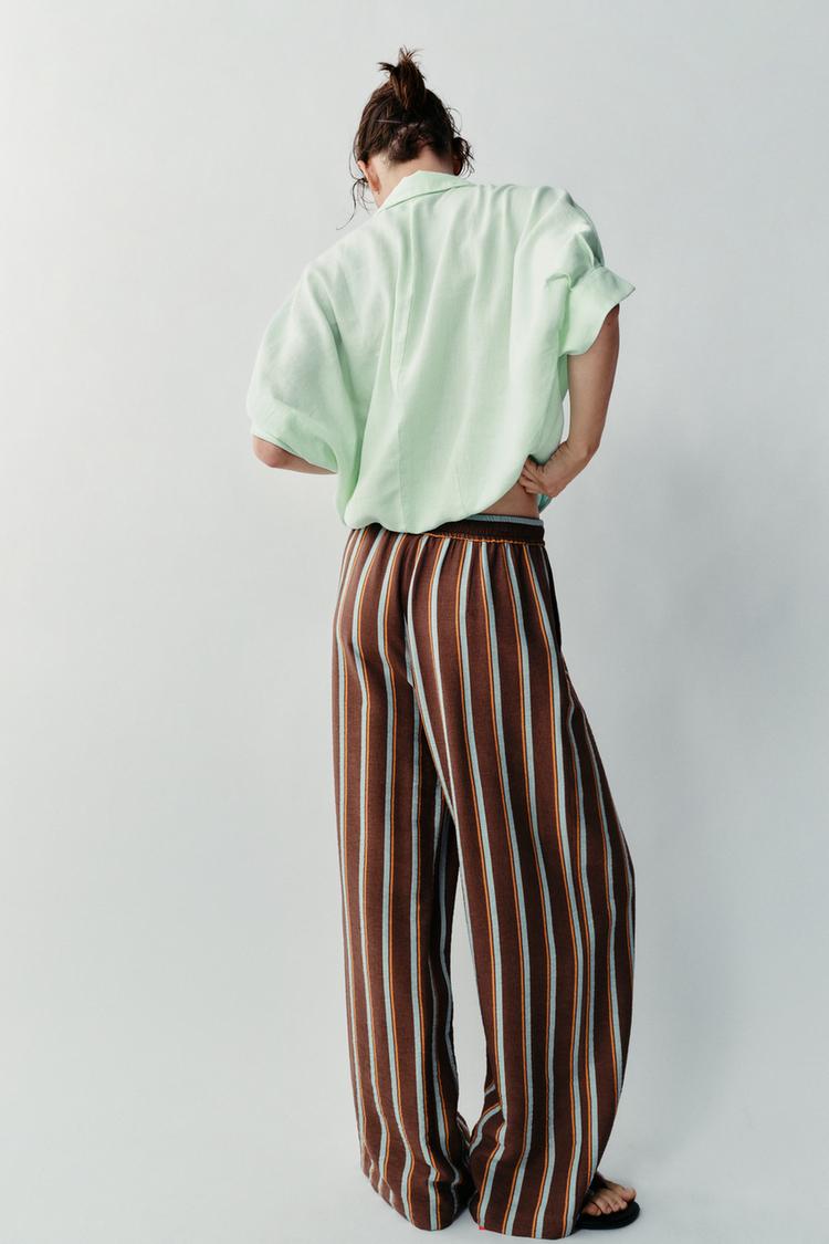 ENSEMBLE VESTE CROISÉE | PANTALON LARGE À RAYURES