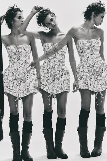 ROBE BUSTIER À IMPRIMÉ FLEURI