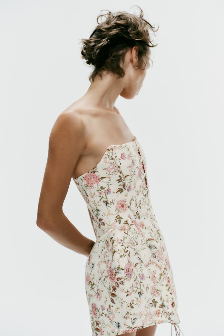 ROBE BUSTIER À IMPRIMÉ FLEURI
