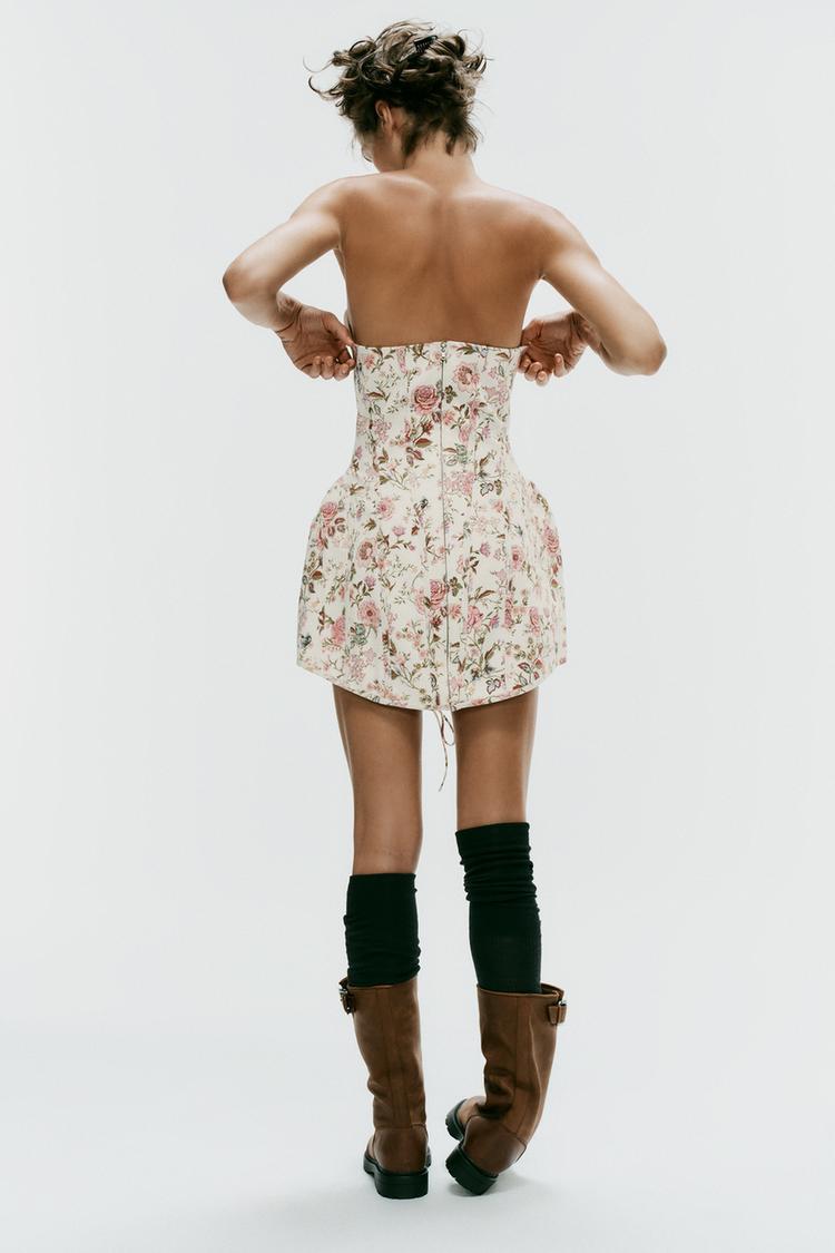 ROBE BUSTIER À IMPRIMÉ FLEURI