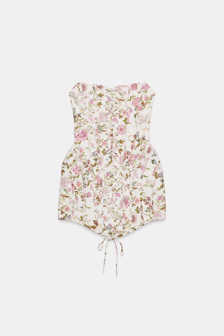 ROBE BUSTIER À IMPRIMÉ FLEURI