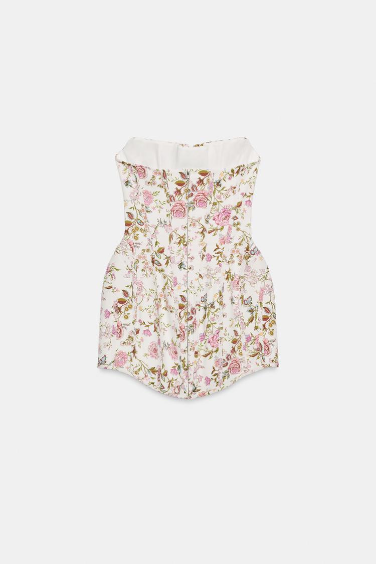 ROBE BUSTIER À IMPRIMÉ FLEURI