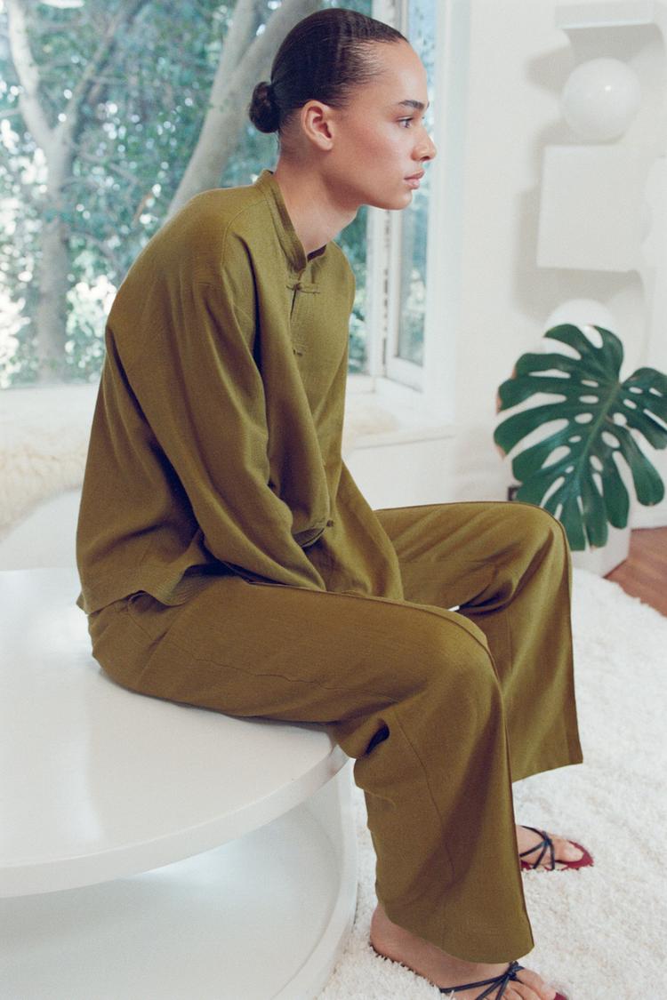 PANTALON DROIT AVEC LIN