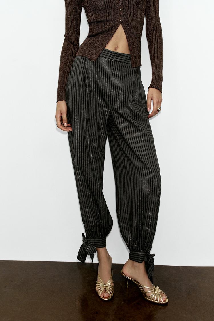 PANTALON BOUFFANT LACETS FIL MÉTALLISÉ