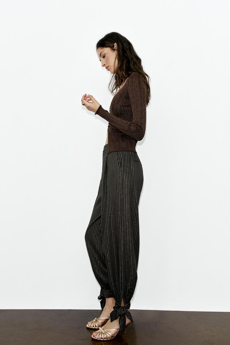 PANTALON BOUFFANT LACETS FIL MÉTALLISÉ