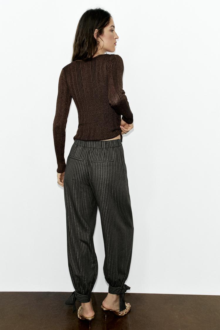 PANTALON BOUFFANT LACETS FIL MÉTALLISÉ