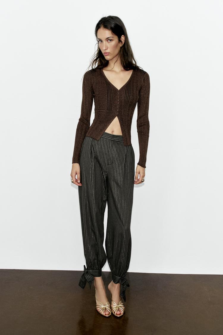PANTALON BOUFFANT LACETS FIL MÉTALLISÉ