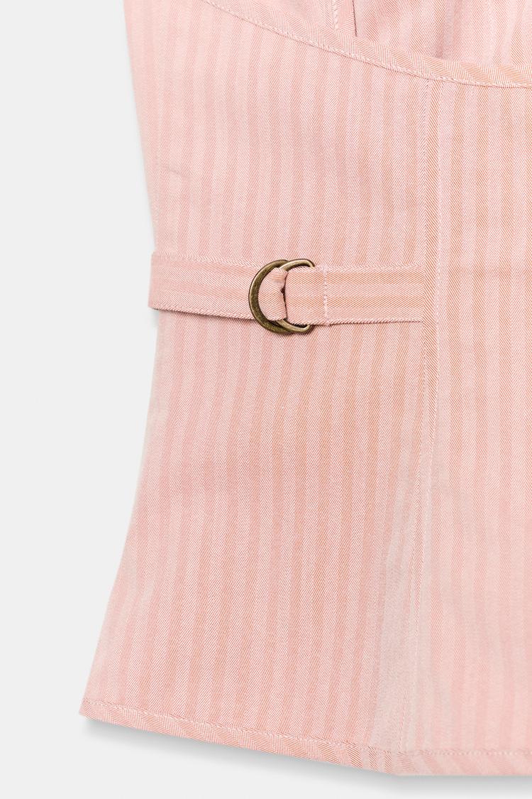 TOP HALTER À RAYURES ET POCHES