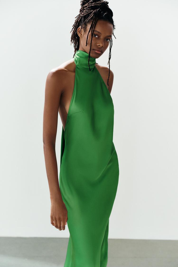 ROBE LONGUE SATINÉE À NŒUD